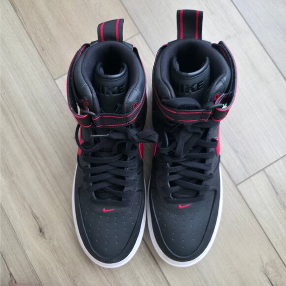 Nike Air Force 1 Boot Black University Red High Top Sneakers Men Sz 12.5 DA0418 - Picture 2 of 16